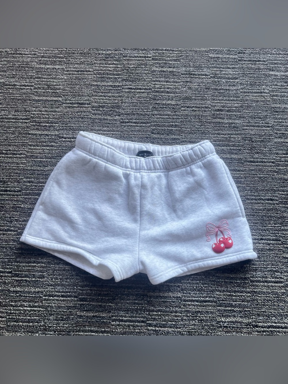 White Fox Y2K Cherry Print Sweat Shorts White XS